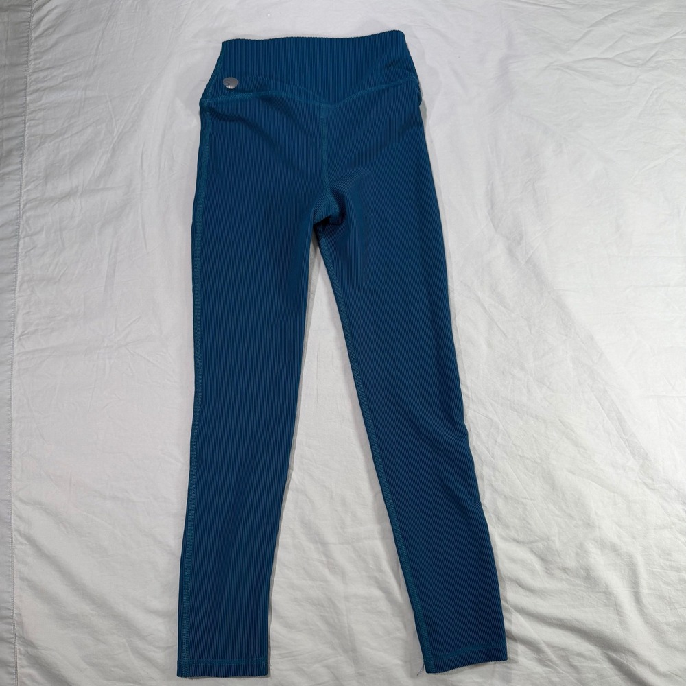 Five Dancewear Ribbed High Waisted Leggings Teal Blue‎ Youth XL YXL - Picture 2 of 8